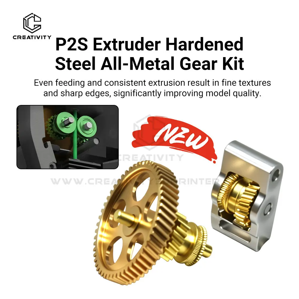

P2S All-Metal Extruder Gear Precision CNC-Machined Aluminum Alloy Idler Arm Extruder Gear Kit For Bamboo P2S 3D Printer