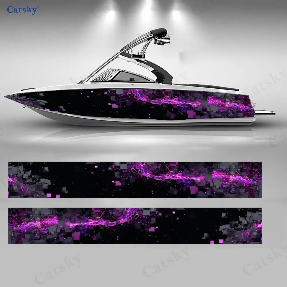 

Водонепроницаемая фиолетовая абстрактная геометрическая наклейка на лодку, виниловый корабль, колода с героями мультфильмов, лодка, рыбалка, декоративная наклейка с понтями на лодках