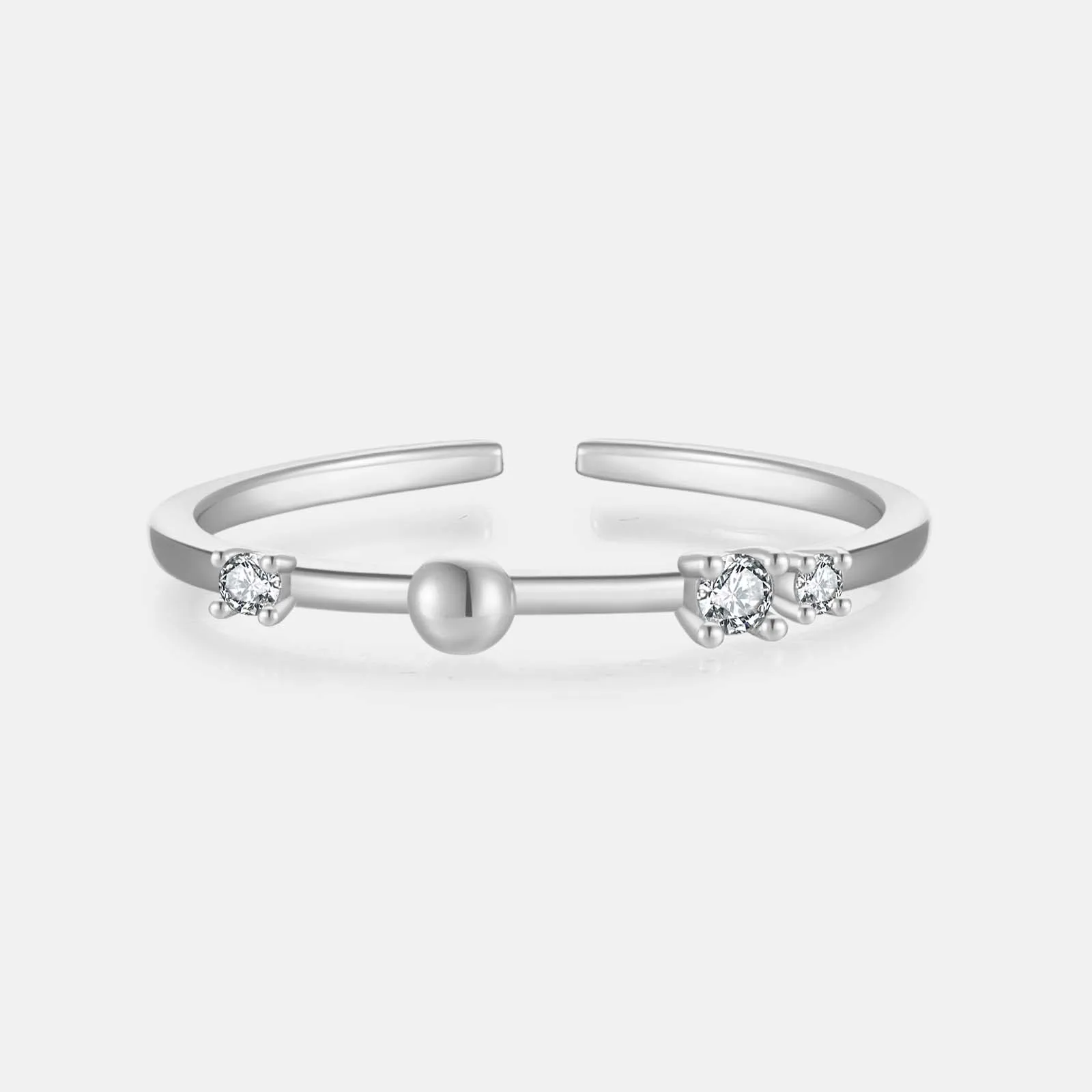 VEWANT Recyclable 925 Sterling Silver Simple Beads Adjustable Ring Anniversary 2024 Wedding Jewels