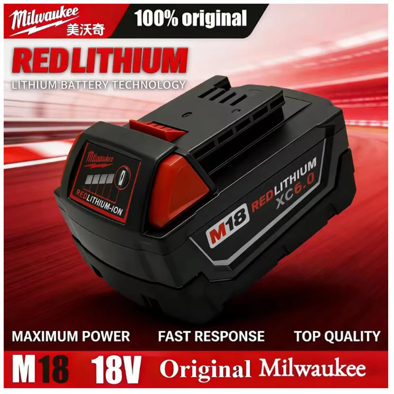 

Milwaukee 18650 lithium M18 Battery 6000mAh 18V Li-ion Rechargeable Battery Replacement for 48-11-1815 48-11-1850 Power Tools