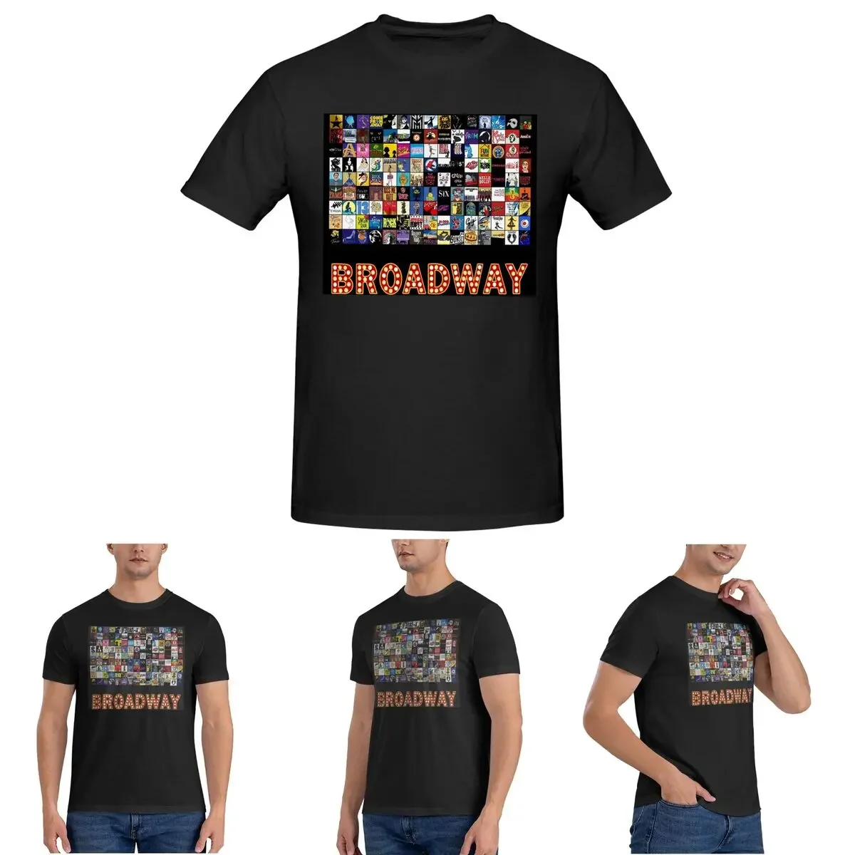 

Мужская футболка с логотипом Broadway Musical Theater, нарисованная вручную, хлопковые футболки больших размеров, мужская одежда с короткими рукавами и круглым вырезом, топы