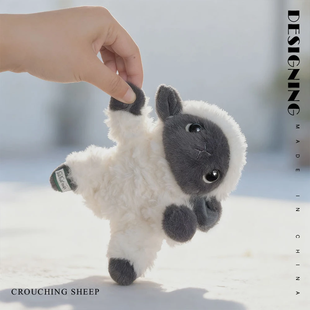 

Creative Fluffy Sheep Plush Toy With Black Face Lying Lamb Stuffed Animal Cuddle Soft Dolls School Props Christmas Plushie Gifts