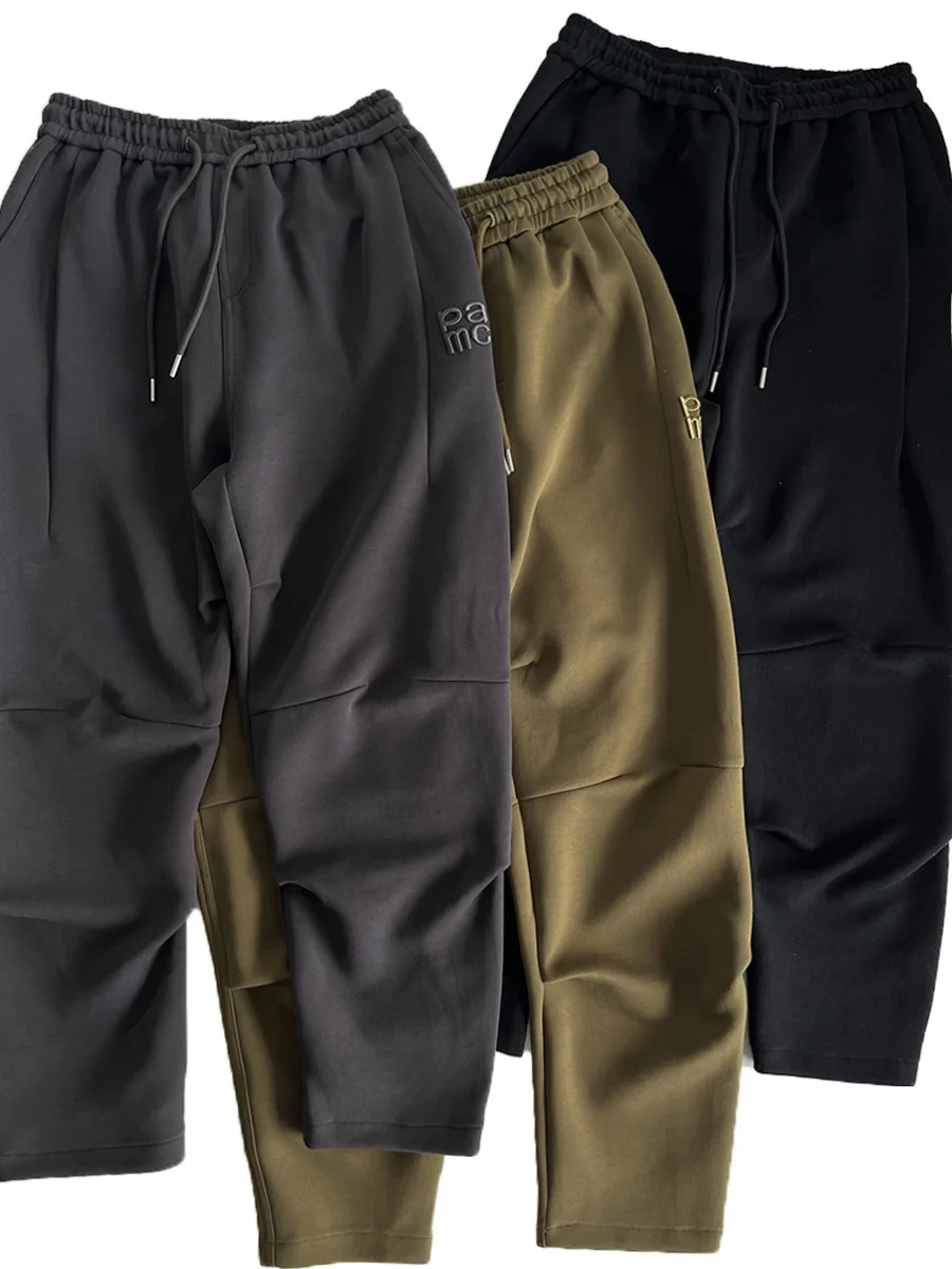 

Американские утепленные ретро-спортивные брюки с 3D-вышивкой и складками, свободные длинные брюки-конусы, осенне-зимние, теплые, немнущиеся