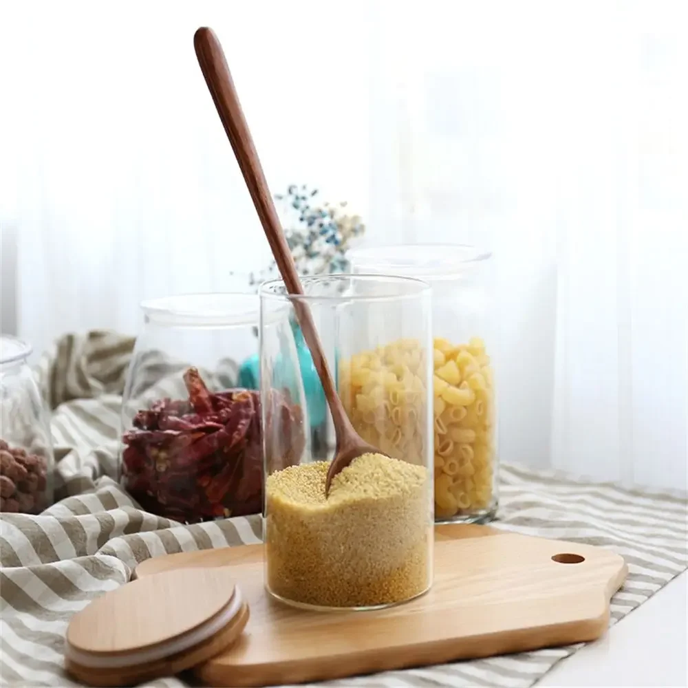 1Pcs Natural Wooden Long Handle Spoon Soup Scoops Dessert Porridge Tea Coffee Wood Spoons Tableware Kitchen Supplies