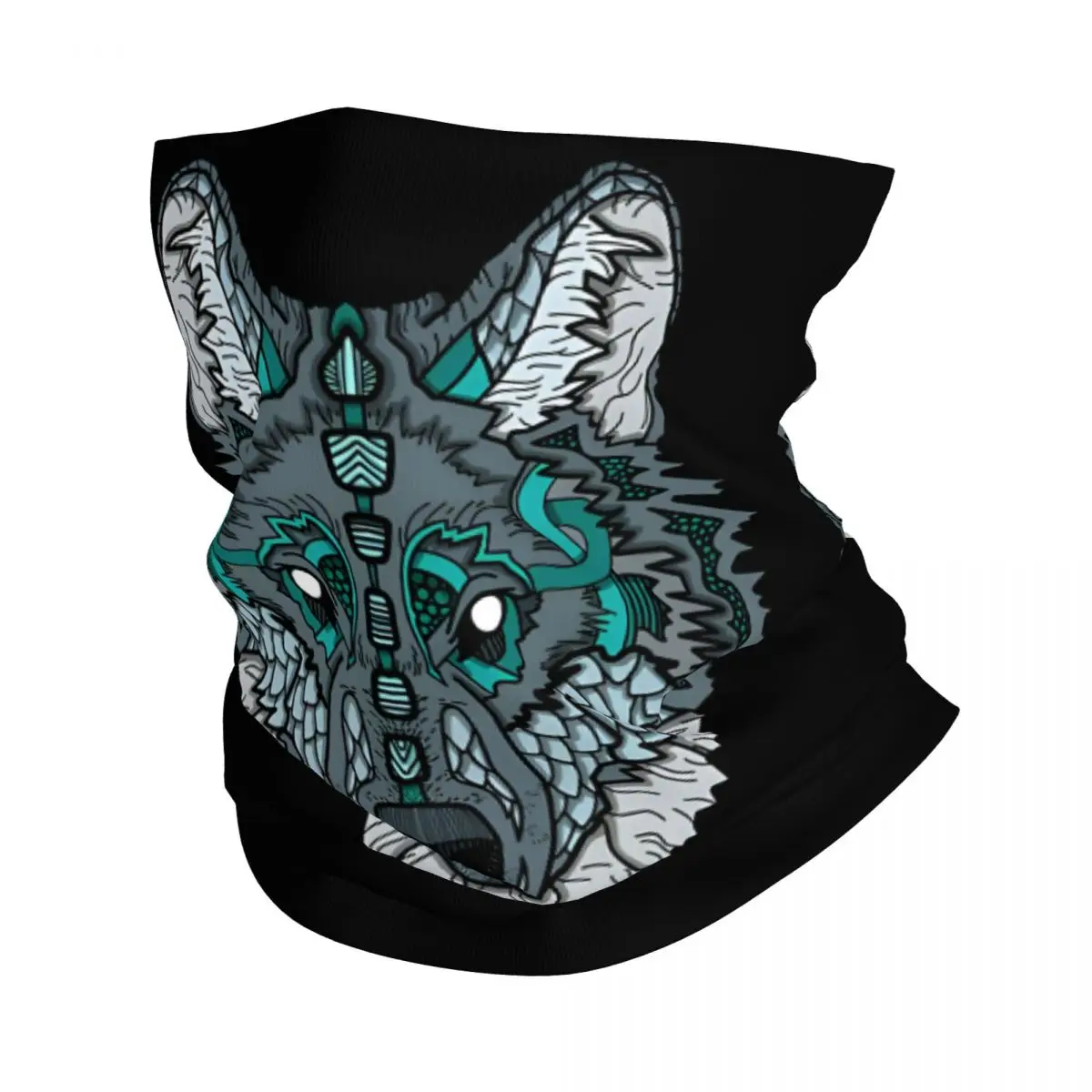 Norse Wolf Color Viking Scarf Neckerchief Neck Face Mask Polyester