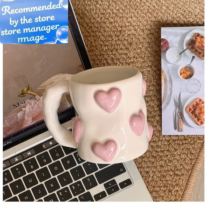 

Cute Ceramic Mug Home Coffee Cups 500ML Large Capacity Breakfast Oatmeal Milk Tea Cup Microwave Safe Coffee Mug Birthday Gift