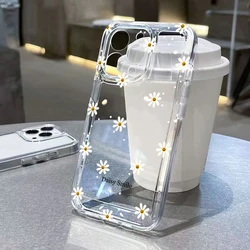 Phone Case For iPhone 17 16 15 Pro Max 14 13 12 11 16E XS X XR 7 8 Plus 16 Small Chrysanthemum Flowers Pattern Transparent Cover