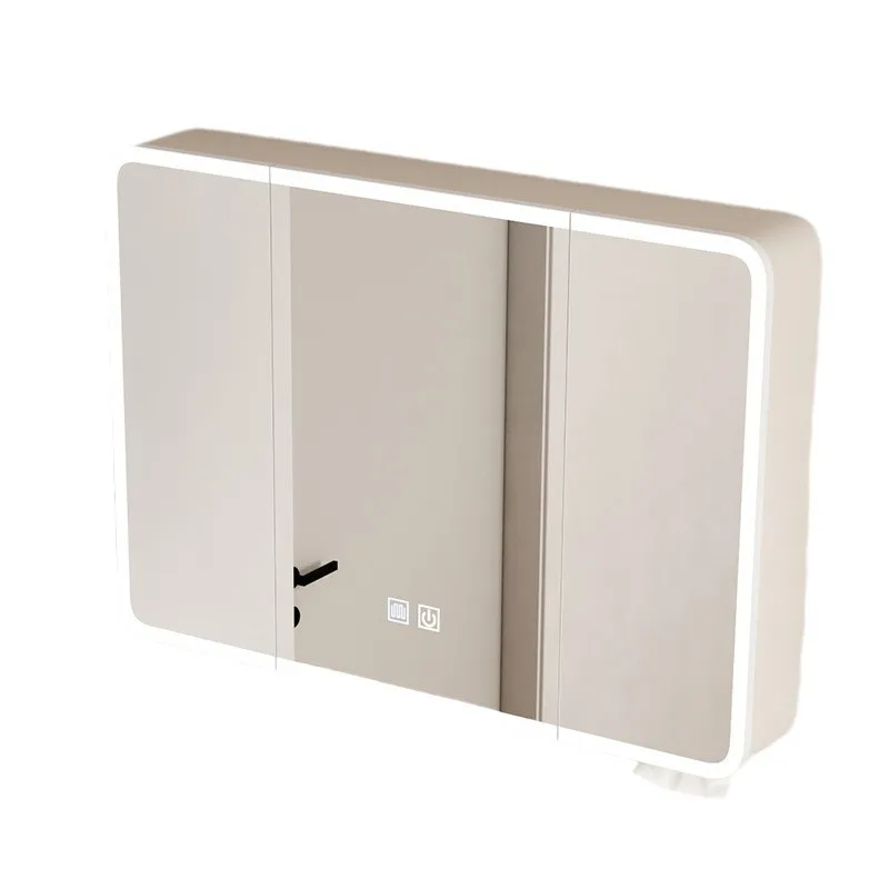 

Space aluminum smart bathroom mirror cabinet separate light defogging