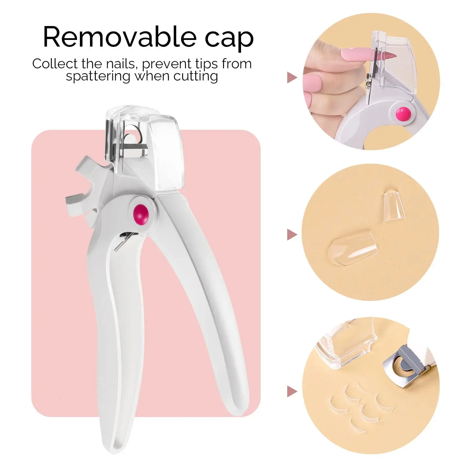 กรรไกรตัดเล็บปลอมแบบฝรั่งเศสทรงตัวยู ตัดเล็บอะคริลิค ปรับขนาดได้ ตัดปลายเล็บ ตัดแต่งเล็บ พร้อมตัววัดขนาด ตัดได้อย่างแม่นยำ