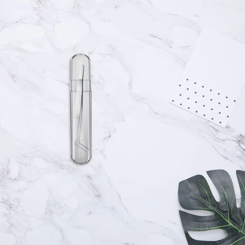 2 pçs plástico pinça organizador caso circular oval transparente caixa de armazenamento compacto portátil lash pinça titular cílios