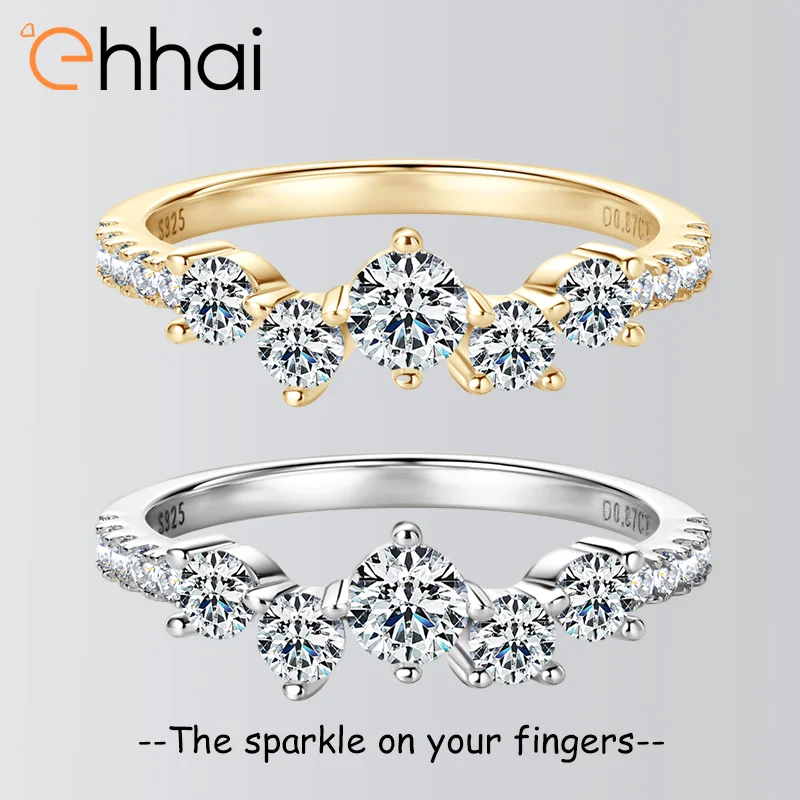 

Ehhai D VVS1 Round Cut Full Moissanite Engagement Ring for Women Real 925 Sterling Silver Wedding Rings Fine Jewelry Gift Anillo