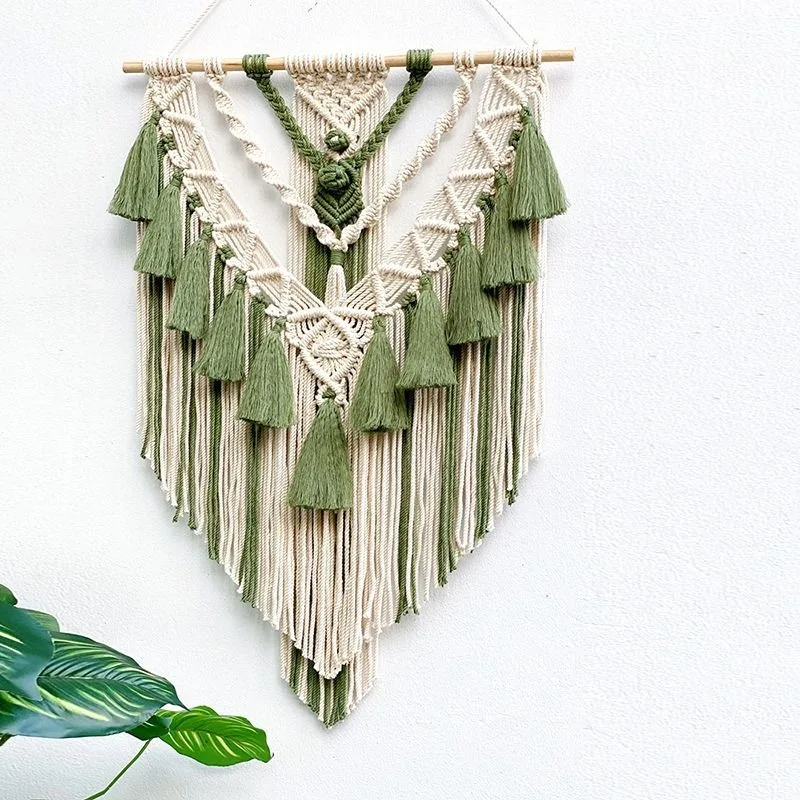 folha-macrame-parede-pendurado-boho-quarto-decoracao-de-casa-tecido-estetico-tapecaria-decoracao-de-casamento-verde