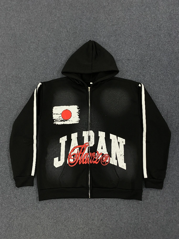 Amerikanischer langärmliger Kapuzenpullover mit Buchstabendruck, dunkle Gothic-Sportbekleidungsjacke, Straßenaufkleber, sprühbedruckte Kleidung