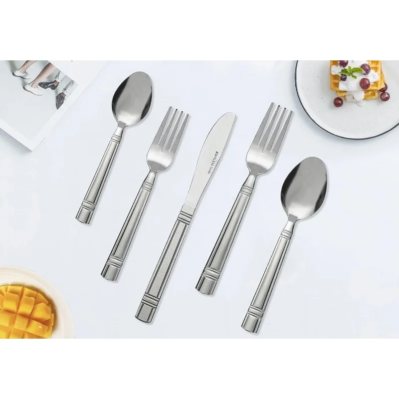 

NEW 49 Piece Stainless Steel Flatware and Organizer Tray Value Set Silver, Service for 8