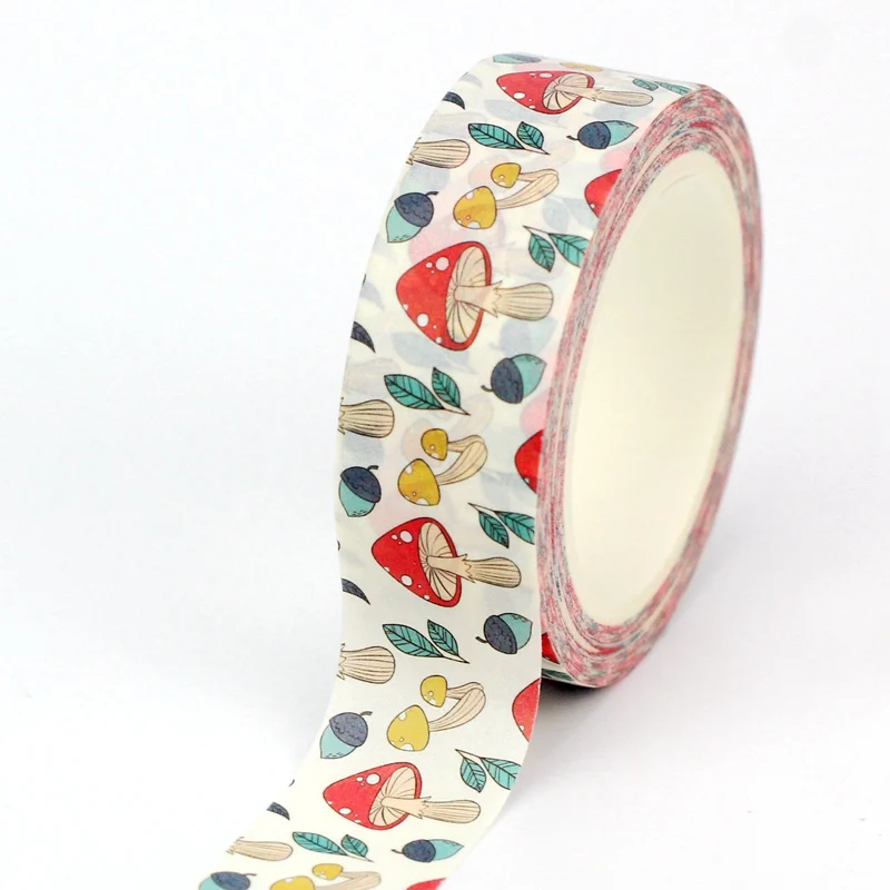 NEW Bulk 10PCS./Lot Decor Red Mushrooms & Blue Nuts Washi Tapes for Journaling Stickers Adhesive Masking Tape Cute Stationery