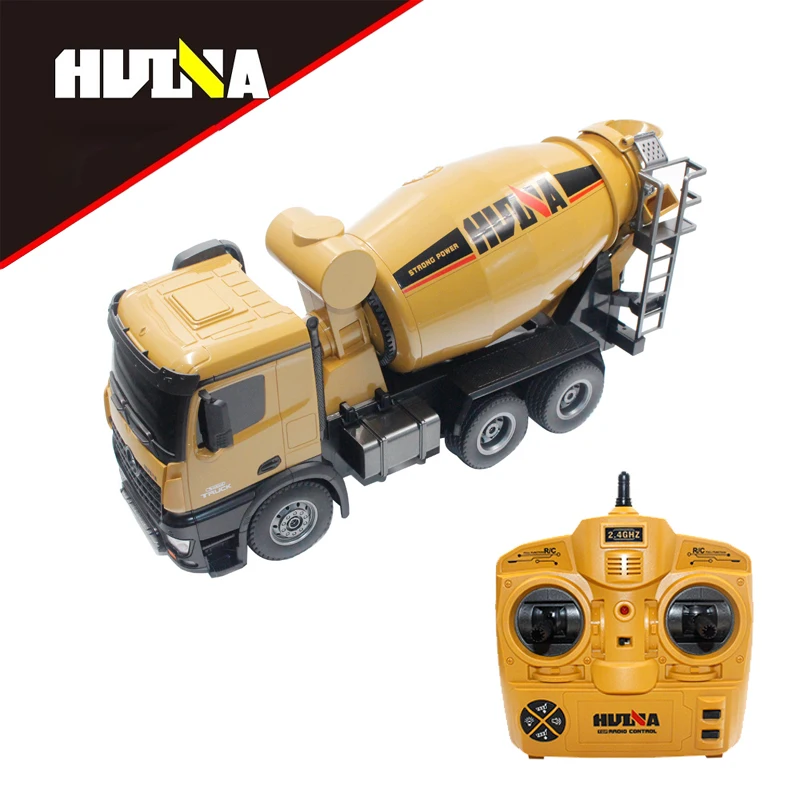 Huina Rc Mixer Truck Large 10 Channel Semi-Alloy Sound And Light Remote Control Engineering Vehicle Model Children'S Toy