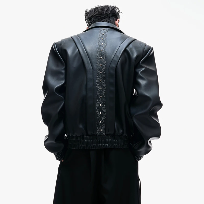 LUZHEN Fashion Personalized Pattern Embroidery Multi Layer Design Leather Jacket Men 2025 Autumn Street Motorcycles Coat JY3676