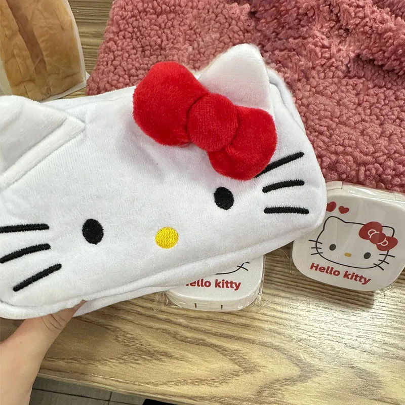 Sanrio Hello Kitty Plush Pencil Case Bag Cute Cartoon Pen Pouch Box Large Capacity Stationery Case School Supplies for Girls