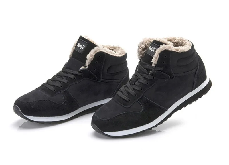 2022 Winter Men Shoes Male Sneakers Warm Fur Footwear Black Casual Mens Boots Size 48 Warm Fleece Thickened Outdoor Shoes