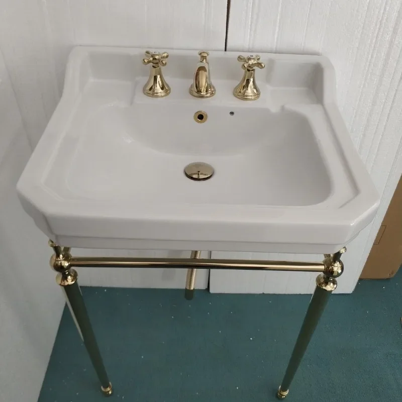 

Basin bathroom retro all copper bracket basin gold