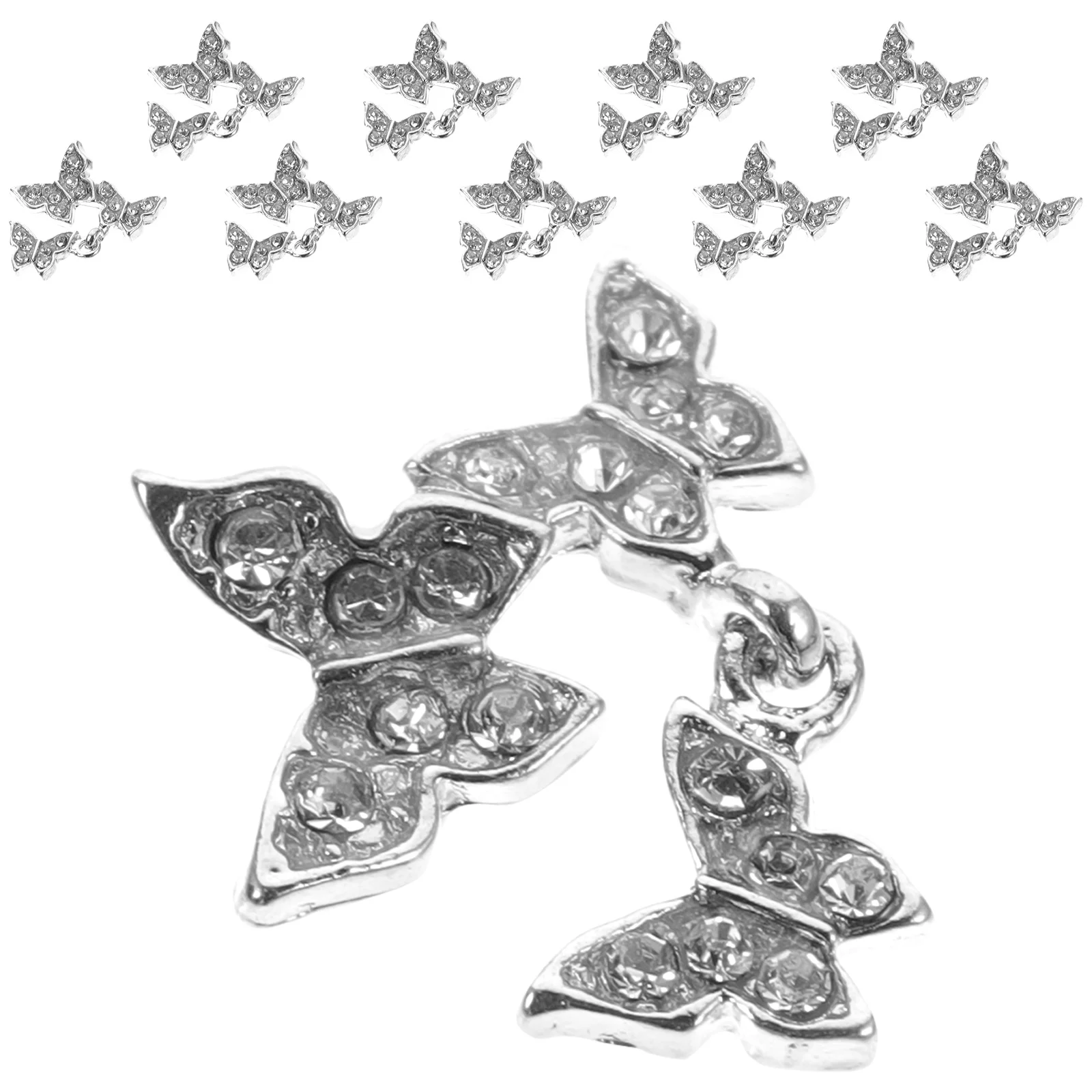 

10Pcs Butterflies Nail Charms Nail Art Accessories Rhinestones Decorations for Nails DIY Craft Phone Cases Manicure Supplies
