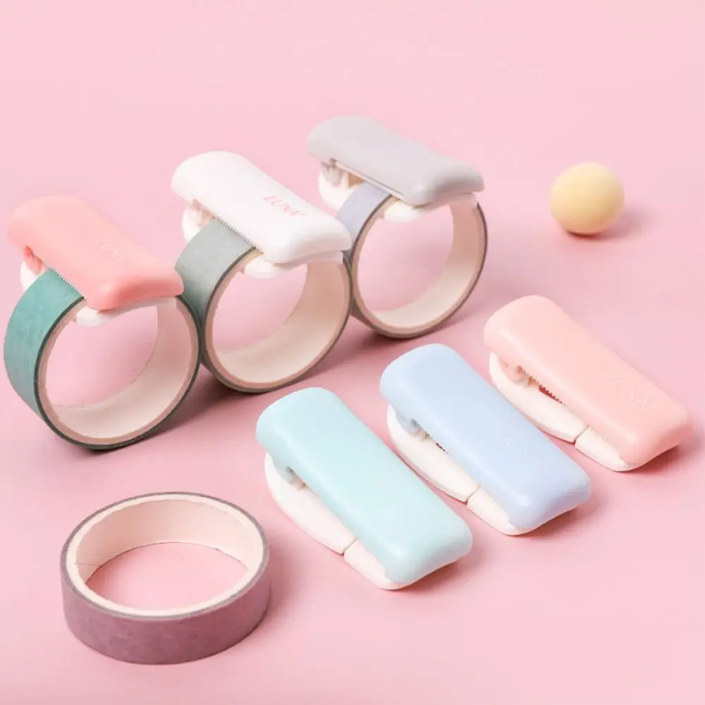 Creative Solid Color Portable Office Stationery Accessories Clip Tape Dispenser Washi Tape Cutter