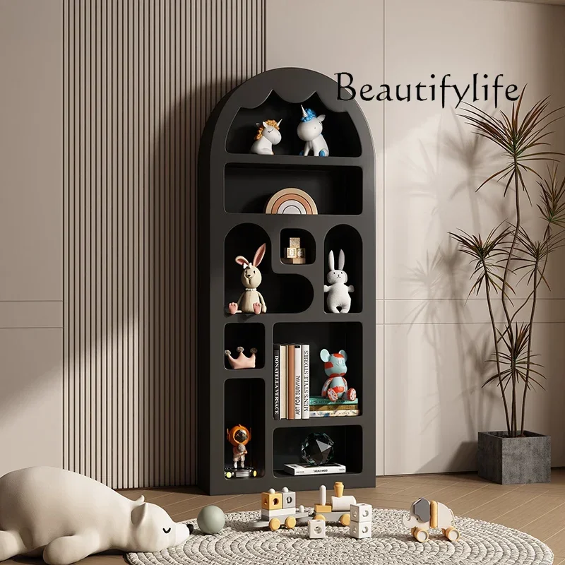 Simple modern living room white arched storage display cream style display decorative floor bookcase