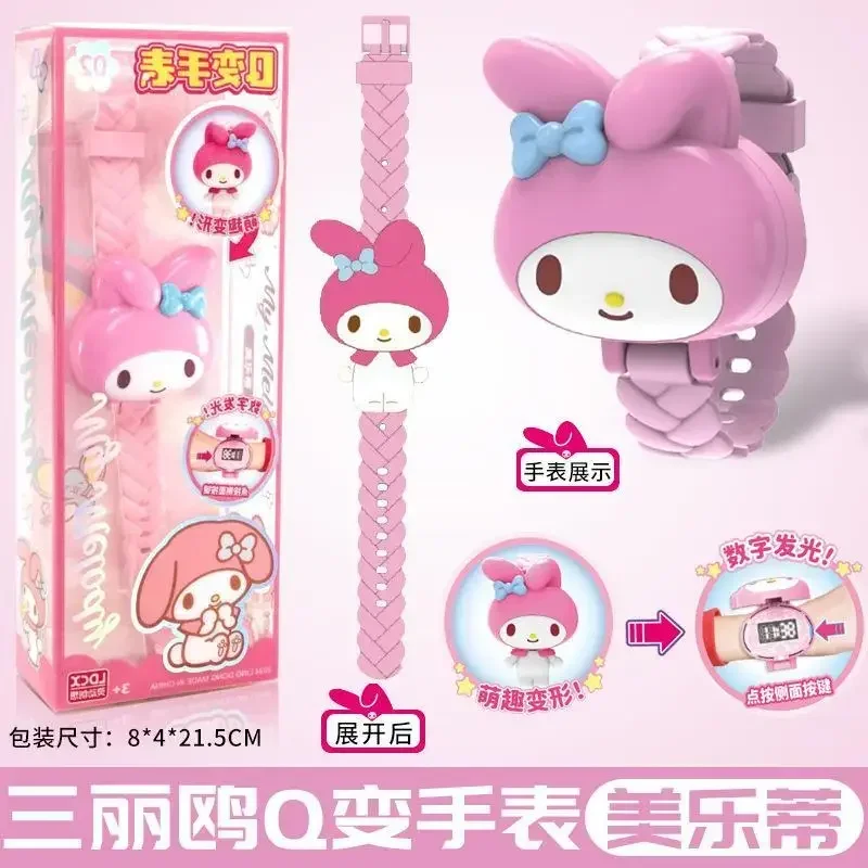 Sanrios Kinderen Horloge Mode Lichtgevende Kid Studenten Geschenken Cartoon Anime Leuke Kuromi Melody Cinnamoroll Horloge Studenten Geschenken