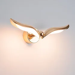 Modern LED Bird Wall Light Creative Seagull Shape Golden Wall Lamp for Study Bedroom Bedside Lights Room Decor Lights