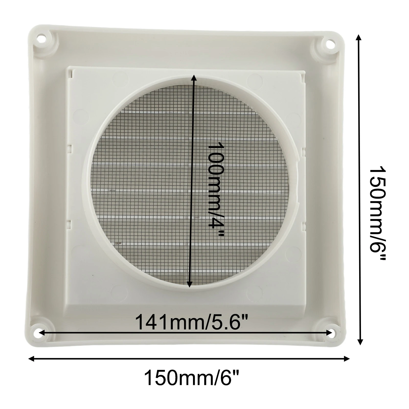 

Для домашнего использования Размеры снаружи 150 мм х 150 мм Вентиляционное отверстие для наружной стены 4-дюймовая вентиляционная крышка Защита от вредителей АБС-пластик