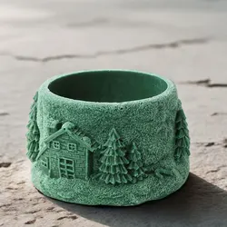 Concrete Christmas Tree Candle Cup Silicone Mold Xmas Snowman Santa Storage Box Handmade Gypsum Candle Holders Casting Mold