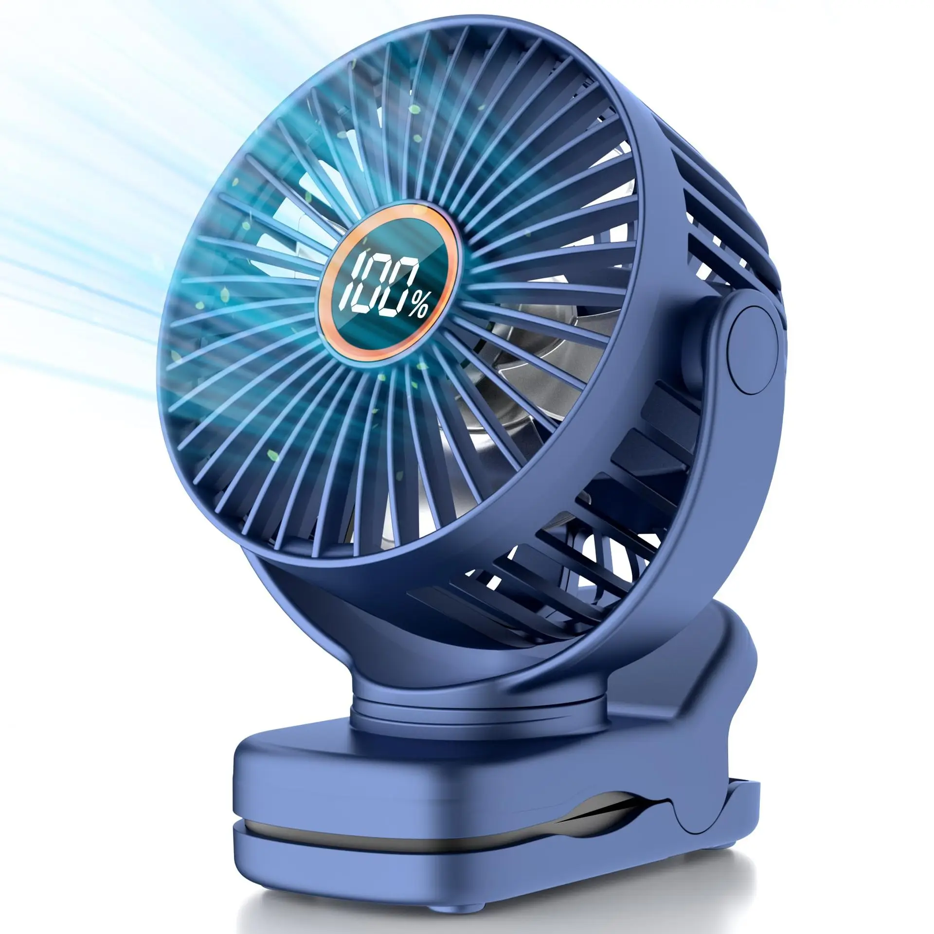 

2000mAh Clip On Fan Rechargeable Desk Fan Battery Operated Portable Fan with 3 Speeds Stroller Fans