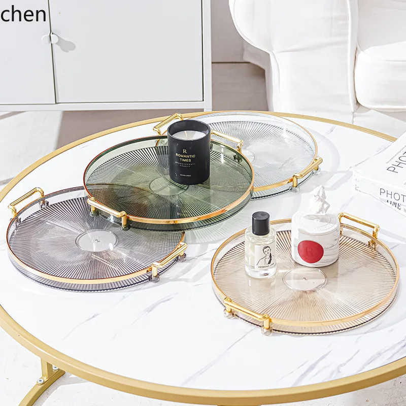 ZML Household Living Room Coffee Table Fruit and Seed Plastic Tray, High-end Snack Plate Display Tray
