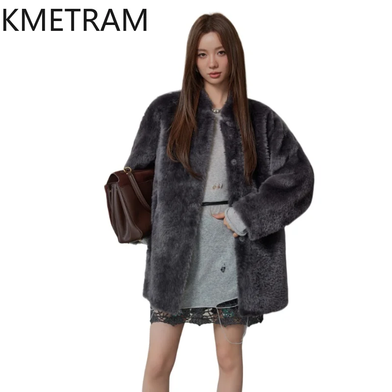 

Natural Lagon Wool Sheepskin Double Faced Fur Jacket Women Top Quality Mid Length Real Fur Coat Winter Woman Clothing 2025 шуба