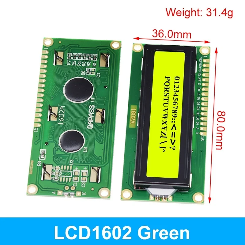 LCD1602 1602 LCD Module Blue / Yellow Green Screen 16x2 Character LCD Display PCF8574T PCF8574 IIC I2C Interface 5V for arduino