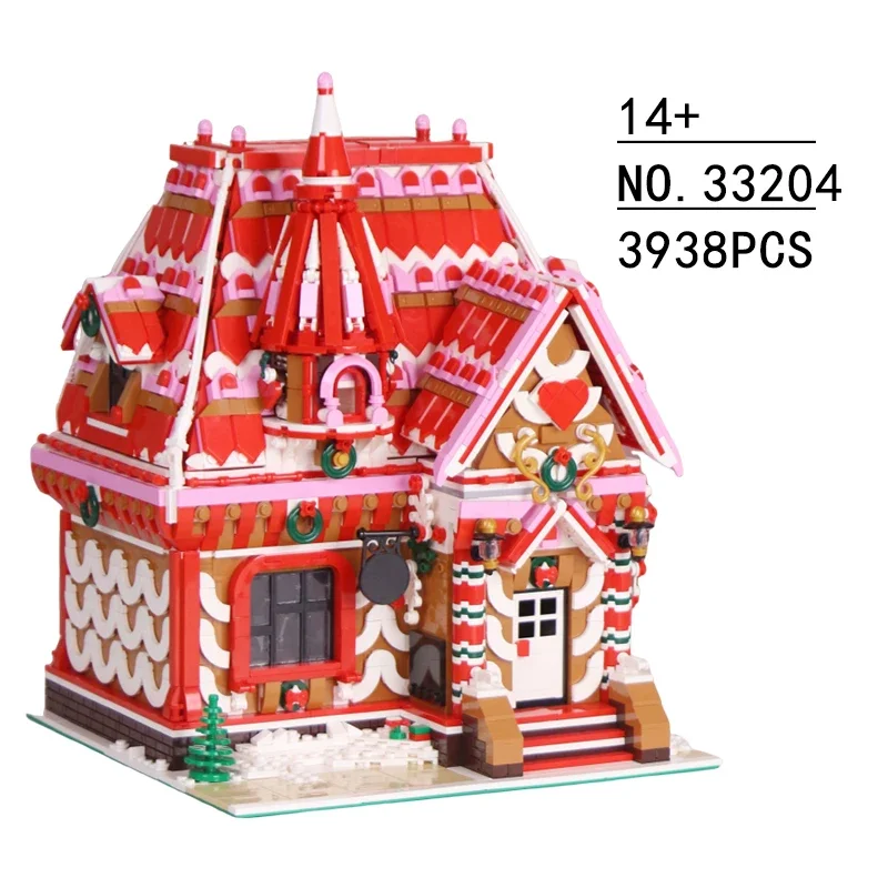 City Street View Strawberry Cottage Church Model Building Blocks Creative Christmas House Composition Bricks Toys Children Gift