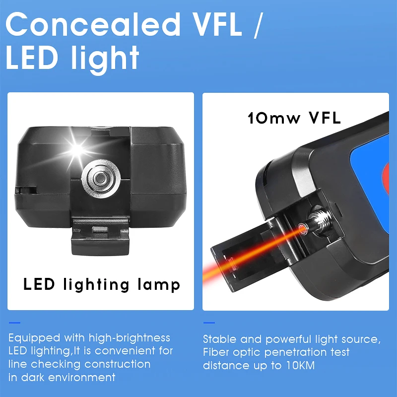 Imagem -03 - Identificador de Fibra Óptica Comptyco Aua40a Célula Seca Aua-40d Carregamento Iluminação Led ao Vivo Vfl 10mw