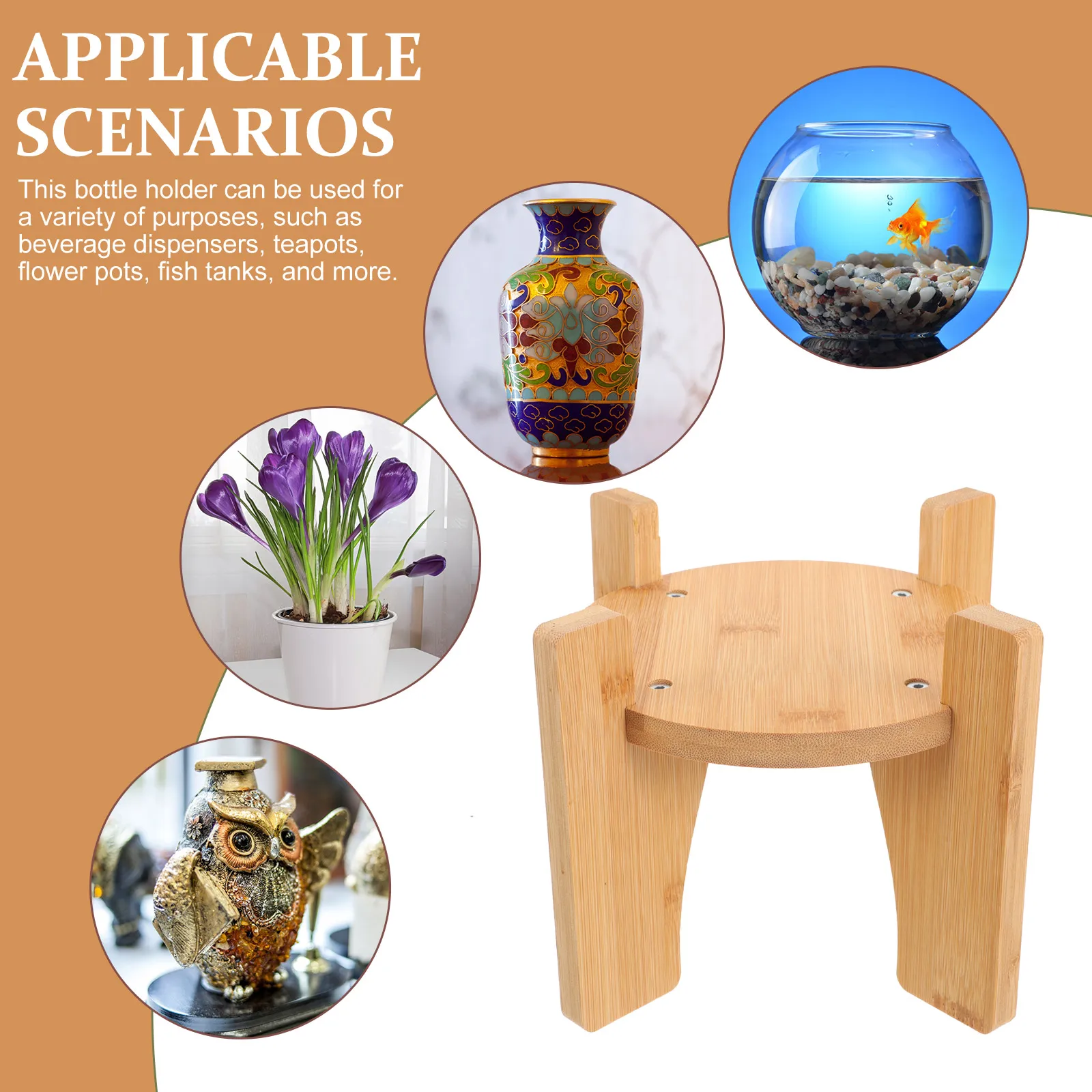 

s Wooden Base St for Bottle Drink Dispenser Square Bamboo Small Size Vase Planter Fish Tank Holder Stable