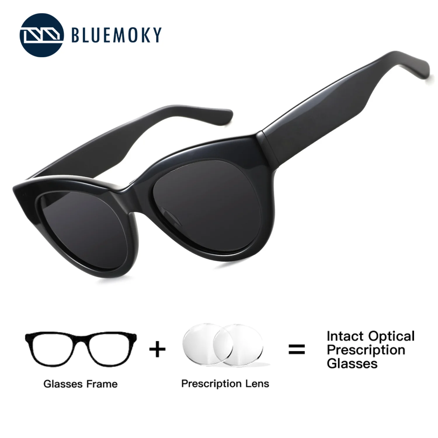 

BLUEMOKY Acetate Polarized UV400 Prescription Sunglasses Women Butterfly Sun Glasses for Myopia Progressive Sunscreen Eyeglasses