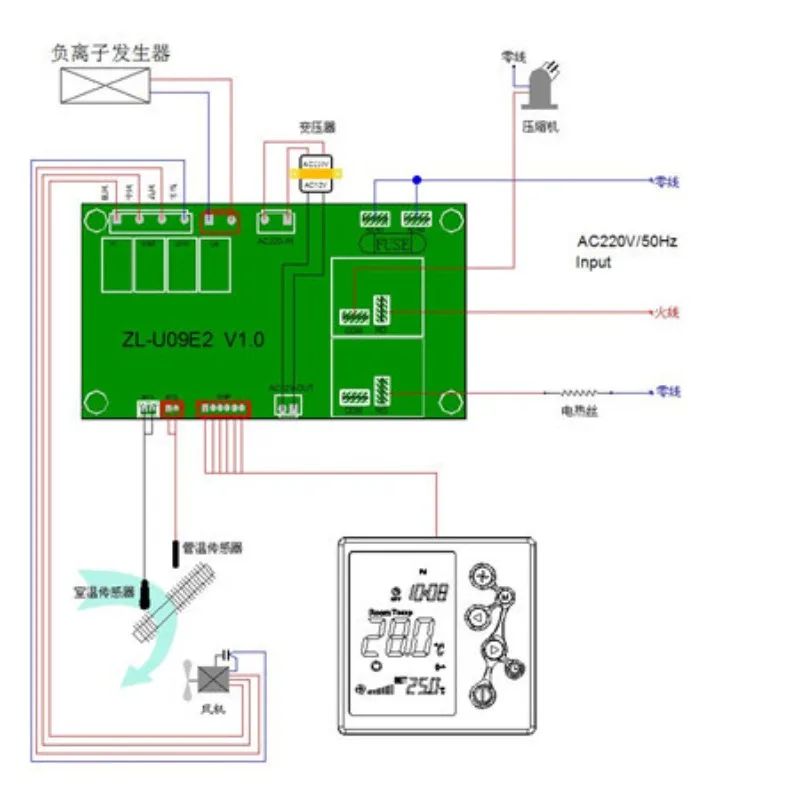 Elevator Air Conditioner Control Board ZL-U09E2DB2 Cooling Heating Type with LCD Display