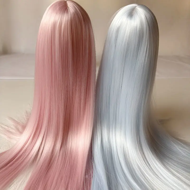 1/3 1/4 1/6 Doll's Wig for 60/45/30cm Bjd Doll Long Straight Hair with Long Bangs Girl Toys Dress Up Doll Accessories, No Doll
