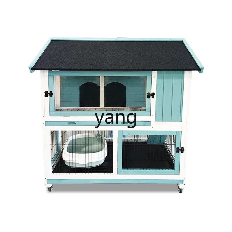 LH outdoor solid wood ornamental cat villa courtyard cat house rain protection sun protection ventilation