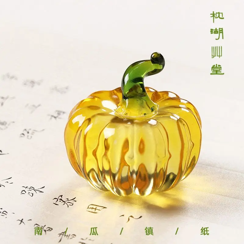 

Special paperweight paperweight ruler Four Treasures of the Study solid crystal pumpkin glass brush calligraphy creativity