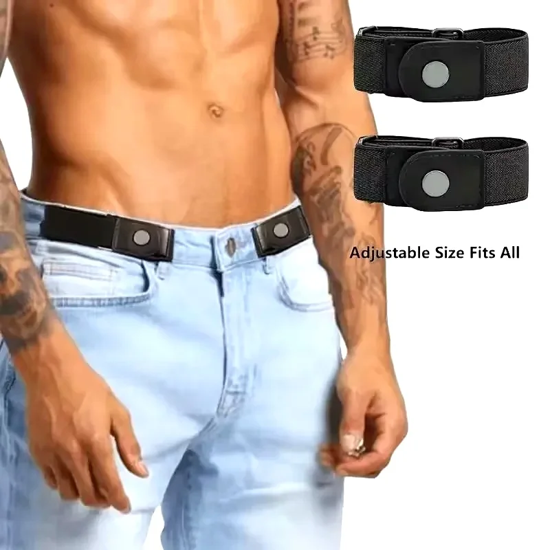 2pcs set No Buckle Elastic Belt For Women Men Unisex Stretch Belt For Pants Jeans Casual Buckle Free Adjustable Invisible Belts