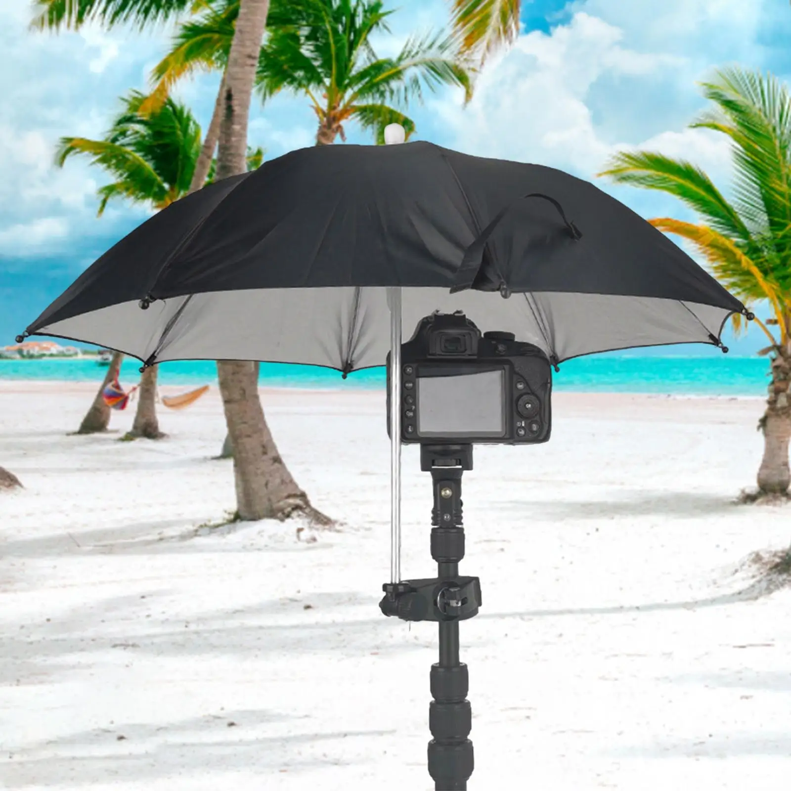 Adjustable Camera Umbrella with Clip Supply Stand Durable Portable Sunshade for Video Smartphone Camping Photography Traveling