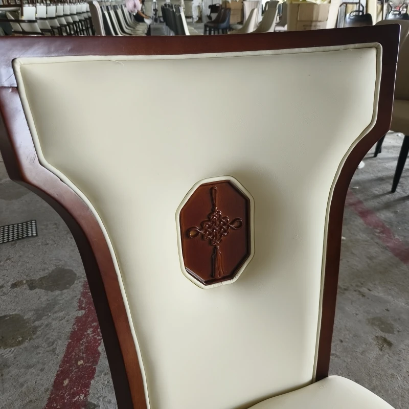Hotel Box VIP Chair Solid Wood Restaurant Banquet Table and Chair Combination Backrest Conference Chair New Soft Package Dining