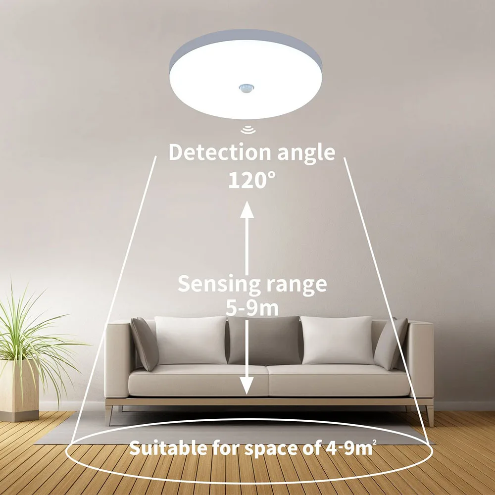 Bombilla led de techo con Sensor de movimiento PIR para el hogar, iluminación inteligente de 30W, 20W, 230V, 220V, 240V, para habitación, pasillo