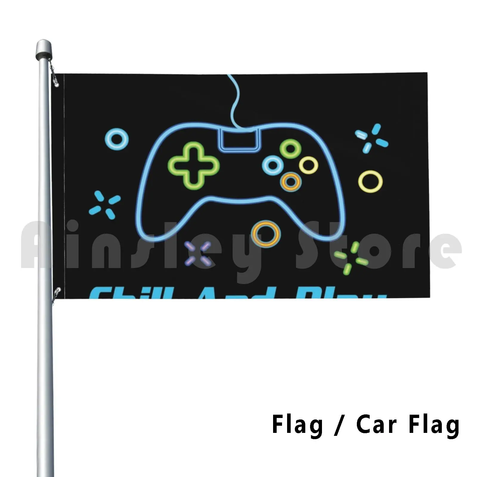 Flag Car Flag Chill And Play Hat Gaming Gamer Games Geek Nerd Game Neon Game Gamer Guy Arcade Dice Rpg