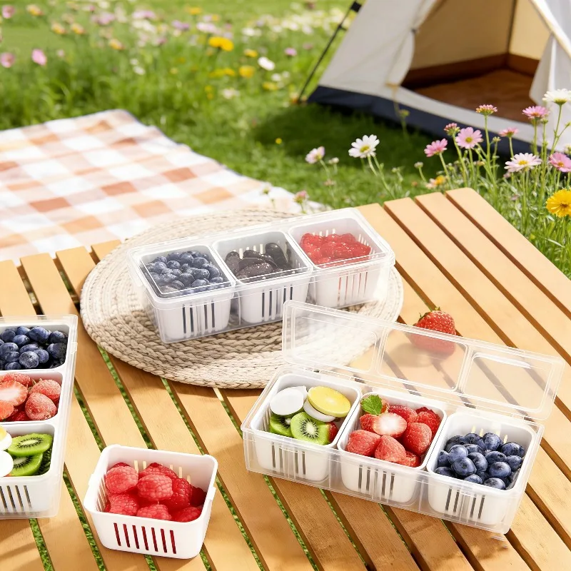 1 Set of Compartment Food Storage Containers Salad Fruit Veg