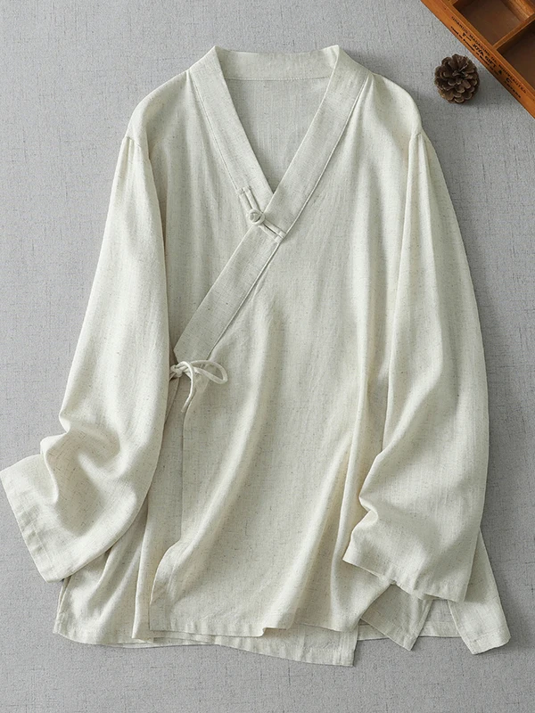 Chinese Style Artistic Zen Inspired Shirt Large Size Women's Fashion Autumn New Version Improved Hanfu Chafu Top Button up